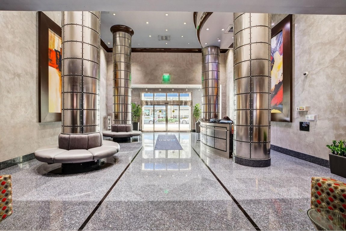 The lobby at 350 Las Olas Place, looking to the entrance
